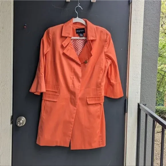 Etcetera Bell Sleeve Trenchcoat Peachy Coral - Picture 5 of 13